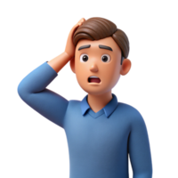 acclaimed avant-garde Confused man scratching head, NO BACKGROUND with Transparent Background. original png