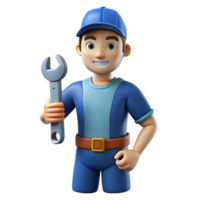 distinguished modern Mechanic with wrench, NO BACKGROUND with Transparent Background. handcrafted png
