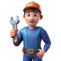 elegant celebrated Mechanic with wrench, NO BACKGROUND with Transparent Background. png