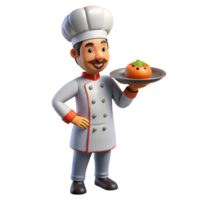 captivating timeless Chef holding plate of food, NO BACKGROUND with Transparent Background. png