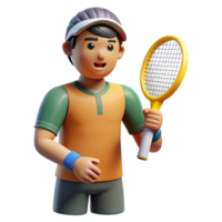 enchanting dynamic minimalist Athlete holding tennis racket, NO BACKGROUND with Transparent Background. refined png