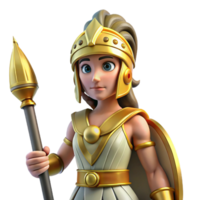 captivating energetic impressionist Athena, Goddess of Wisdom, wearing a helmet and holding a spear. NO BACKGROUND with Transparent Background. museum quality png
