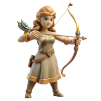 dreamy stunning Artemis, Goddess of the Hunt, with a bow and arrow. NO BACKGROUND with Transparent Background. elite png