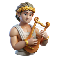 distinguished urban Apollo, God of Music and Poetry, playing a lyre. NO BACKGROUND with Transparent Background. 4K png