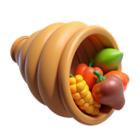 dramatic rustic Cornucopia, horn of plenty. NO BACKGROUND with Transparent Background. handcrafted png