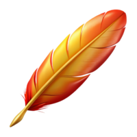 dramatic fascinating Phoenix Feather, single feather from the mythical bird. NO BACKGROUND with Transparent Background. handcrafted png