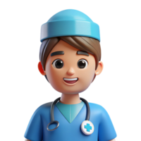 distinctive nordic Nurse, wearing scrubs, NO BACKGROUND with Transparent Background. ultra HD png