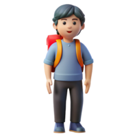 beautiful acclaimed Student, with backpack, NO BACKGROUND with Transparent Background. png
