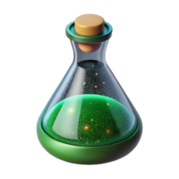 dramatic artistic Lab Beaker with Green Liquid Isolated Element premium png