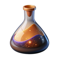 serene minimalist Lab Flask with Bubbling Liquid Cutout authentic png