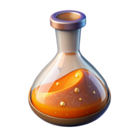 stunning rustic Lab Flask with Orange Liquid Transparent Element high resolution png