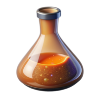 magnificent artistic Lab Flask with Orange Liquid Transparent Element authentic png