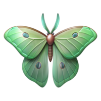distinctive gothic A luna moth, NO BACKGROUND with Transparent Background. 8K png