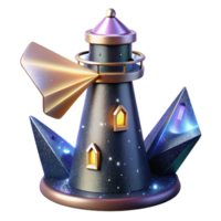 vibrant traditional Lighthouse with Beam and Shadow Isolated high resolution png
