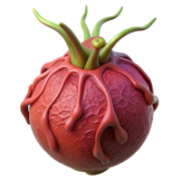 alluring calm industrial Strange alien fruit with pulsating veins, NO BACKGROUND with Transparent Background. precision png