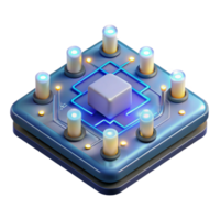 distinctive baroque Complex circuit board with glowing LEDs, NO BACKGROUND with Transparent Background. high quality png