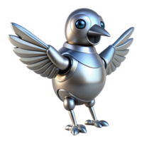 alluring abstract Metallic robotic bird with flapping wings, NO BACKGROUND with Transparent Background. perfect clarity png