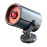 bold extraordinary Security camera with blinking red light NO BACKGROUND with Transparent Background. expertly shot png