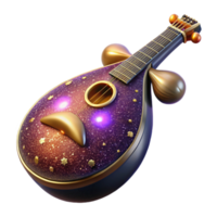 beautiful abstract Lute Isolated with Pear-shaped Body and Strings detailed png