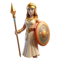captivating dreamy rustic Athena, Goddess of Wisdom, holding spear and shield, NO BACKGROUND with Transparent Background. luxury png