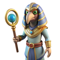 alluring reflective rustic Thoth, Egyptian god of writing, ibis-headed, NO BACKGROUND with Transparent Background. elite png