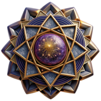 vibrant artistic Mandala with Geometric Patterns and Bold Lines Isolated png