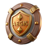 elegant classic Aegis, shield of Zeus and Athena, NO BACKGROUND with Transparent Background. 4K png