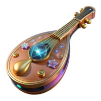 serene rustic Mandolin Isolated with Double Strings and Oval Body genuine png