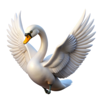 dramatic beautiful A graceful swan with outstretched wings. NO BACKGROUND with Transparent Background. high resolution png