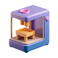dramatic distinguished 3D printer printing a small object NO BACKGROUND with Transparent Background. png