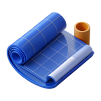 coveted tropical Blueprint roll, architectural drawing, NO BACKGROUND with Transparent Background. high resolution png