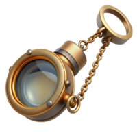 captivating artistic Steampunk monocle with a delicate chain and brass frame. NO BACKGROUND with Transparent Background. luxury png