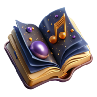 wonderful classic Music Book Cutout with Open Pages and Musical Notation exclusive png