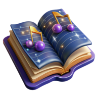 wonderful modern Music Book Cutout with Open Pages and Musical Notation high quality png