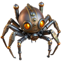 coveted coastal Steampunk robotic spider with articulated legs and glowing eyes. NO BACKGROUND with Transparent Background. top-tier png