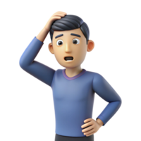 dynamic stunning Confused man scratching his head, NO BACKGROUND with Transparent Background. genuine png