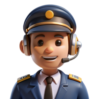 beautiful vintage Pilot wearing a uniform and headset, NO BACKGROUND with Transparent Background. expertly shot png