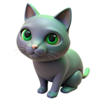 dynamic wonderful Cat with green eyes, NO BACKGROUND with Transparent Background. handcrafted png