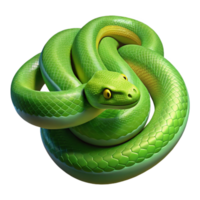 elegant melancholic art deco A slithering green tree python, coiled. NO BACKGROUND with Transparent Background. exclusive png
