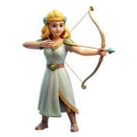 dazzling joyful futuristic Artemis, goddess of the hunt, with a bow and arrow. NO BACKGROUND with Transparent Background. gallery standard png