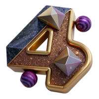 impressive rustic Number Four Cutout Geometric Design premium png