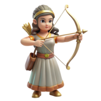 dazzling nordic Artemis, goddess of the hunt, with a bow and arrow. NO BACKGROUND with Transparent Background. fine detail png