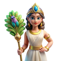 elegant standout Hera, queen of the gods, with a peacock feather. NO BACKGROUND with Transparent Background. png