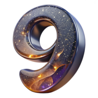 dramatic minimalist Number Nine Transparent Background Curved Shape high resolution png