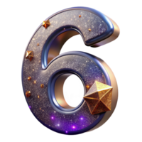 magnificent classic Number Six Transparent Background Shadow Effect authentic png