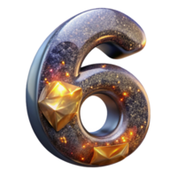 dramatic minimalist Number Six Transparent Background Shadow Effect professional png