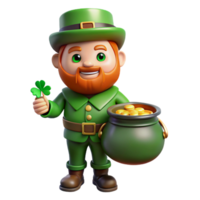 alluring dreamy futuristic A Leprechaun with a pot of gold. NO BACKGROUND with Transparent Background. original png