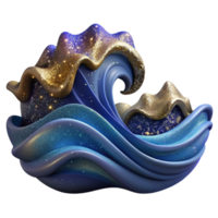 beautiful rustic Ocean Waves with Crest Shadows Transparent Background png