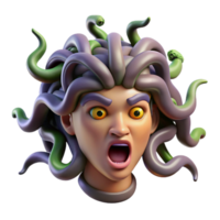 captivating unforgettable A menacing medusa head, snakes writhing, NO BACKGROUND with Transparent Background. png