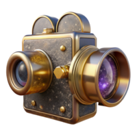 dramatic rustic Old Film Camera Side View Isolated on Transparent Background png